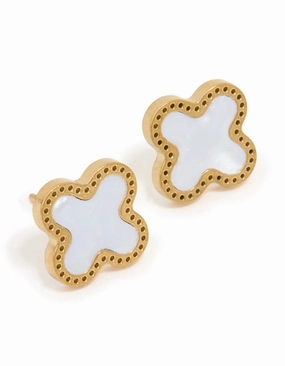 Waterproof Gold Plated Stainless Steel Enamel Flower Stud Earrings Designer Craft Street Style