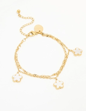 Playful Shine Waterproof Gold Plated Stainless Steel Floral Petal Bracelet