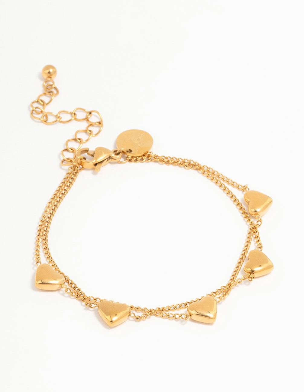 Waterproof Gold Plated Stainless Steel  Heart Charm Bracelet Beneficial Result Copper Tones