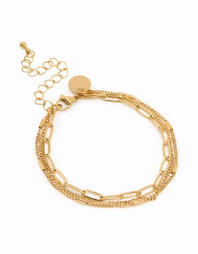 Selling Fast Waterproof Gold Plated Stainless Steel Layered Chain Bracelet