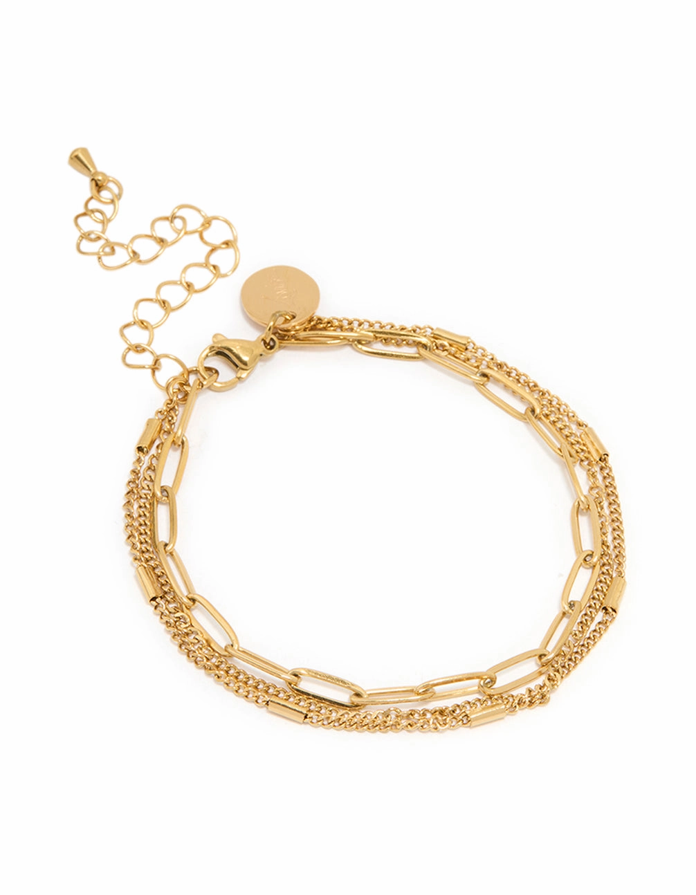 Waterproof Gold Plated Stainless Steel Layered Chain Bracelet Pure Sophistication