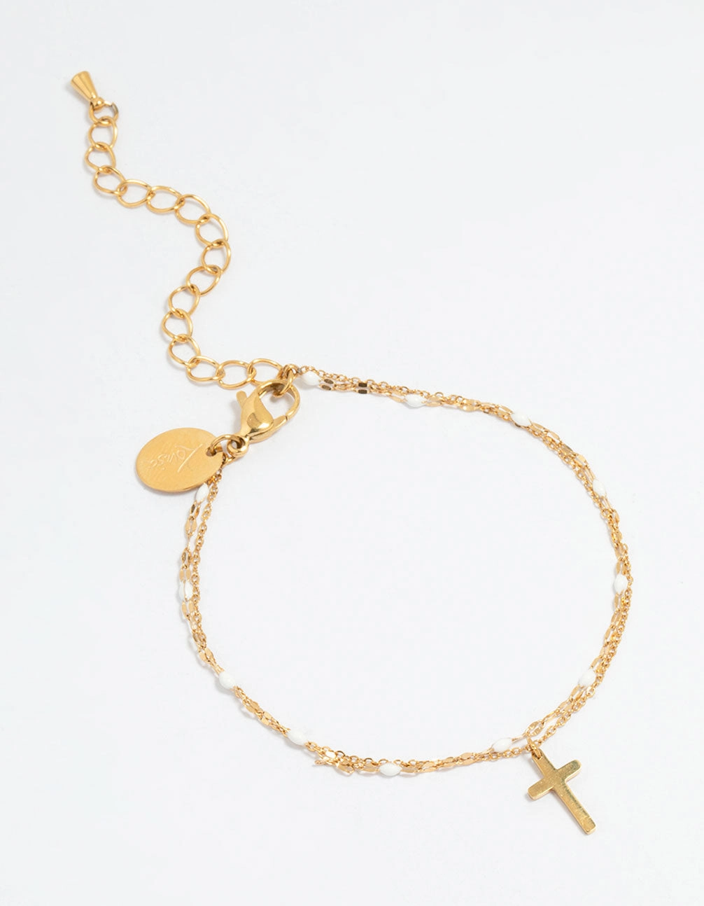 gender-neutral Extensive Collection Waterproof Gold Plated Stainless Steel Layered Cross Bracelet