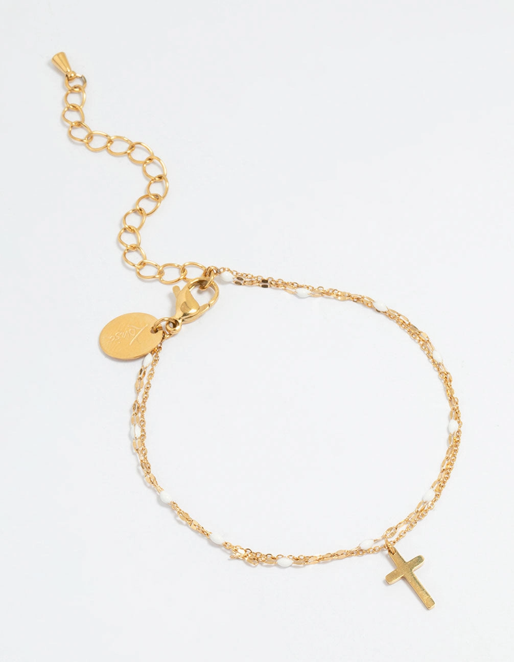 Perfect Amalgamations Waterproof Gold Plated Stainless Steel Layered Cross Bracelet