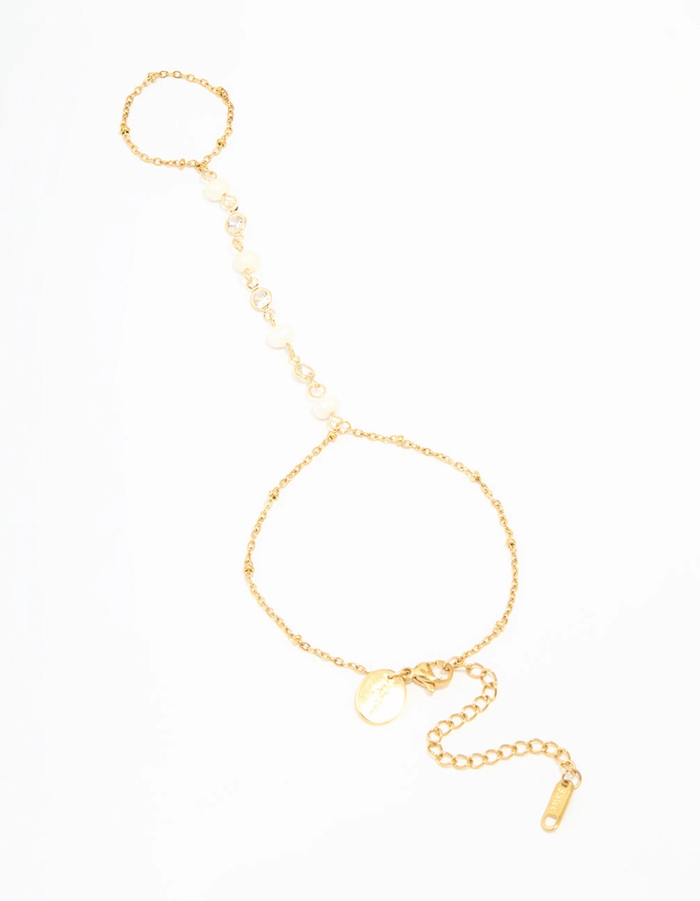Discount Find Waterproof Gold Plated Stainless Steel Pearl Hand Chain