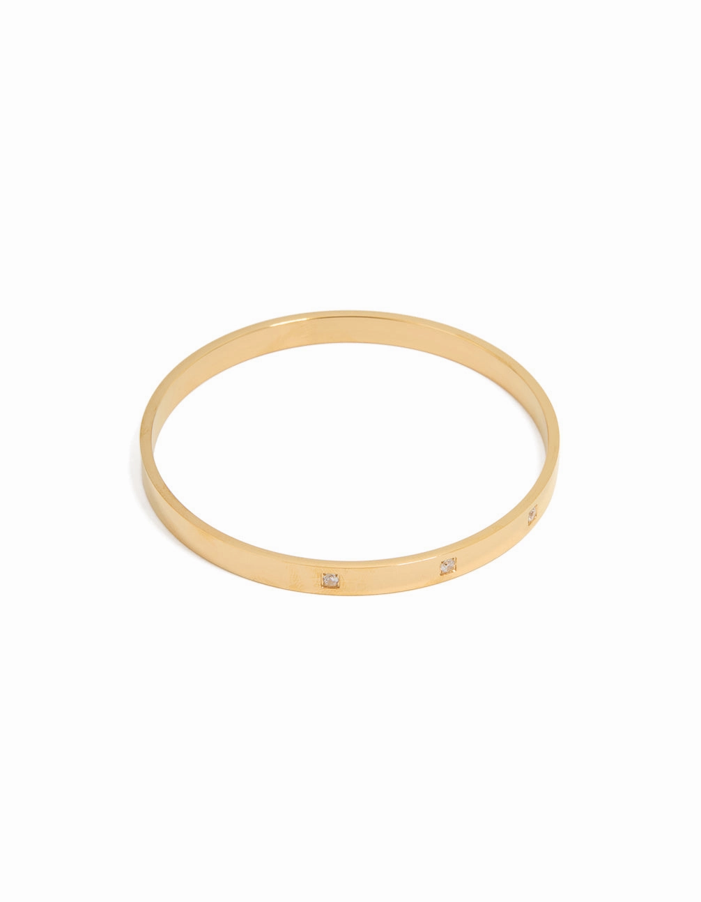 Waterproof Gold Plated Stainless Steel Triangular Cubic Zirconia Flat Bangle Customer Favorite