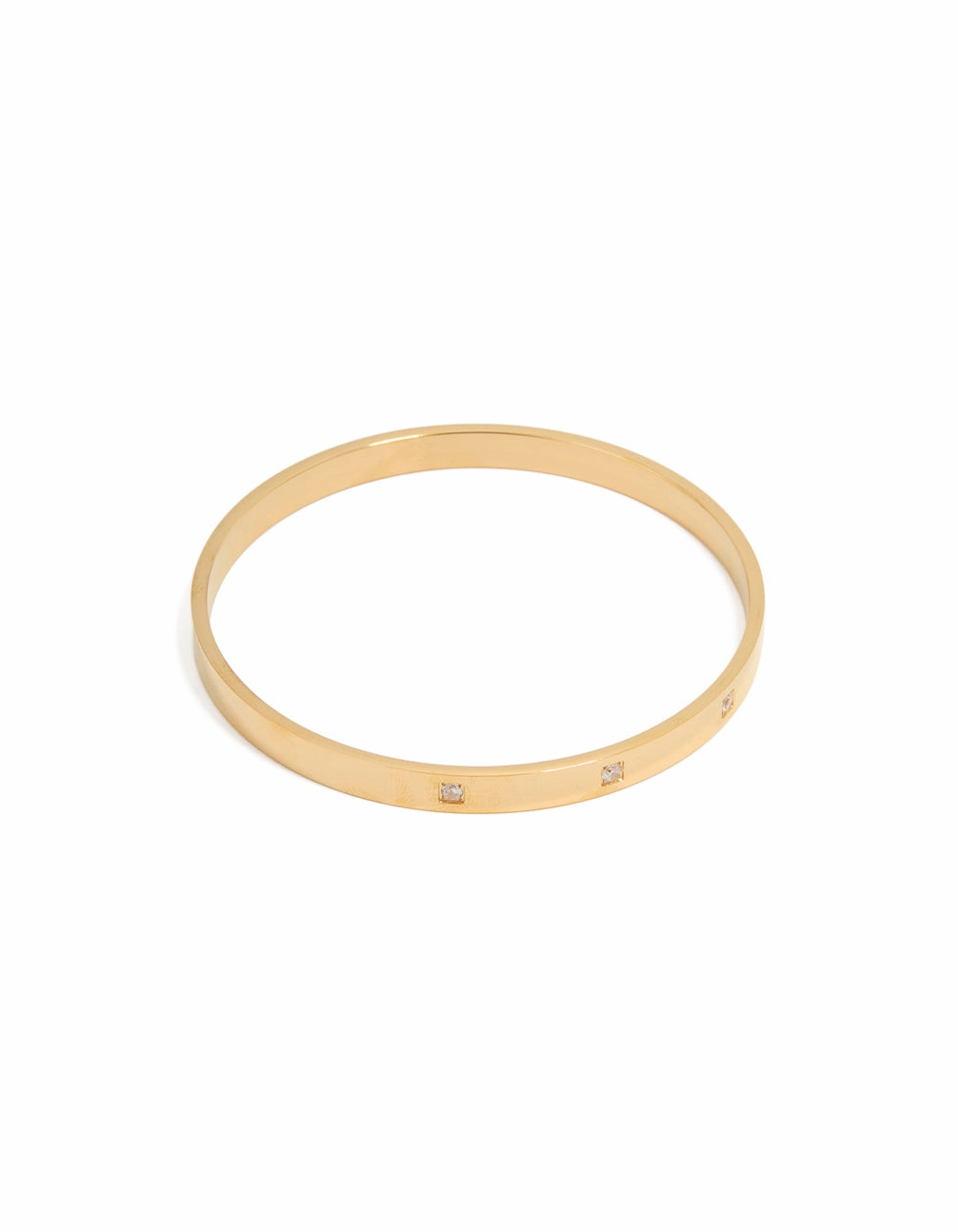 Unforgettable Combinations Waterproof Gold Plated Stainless Steel Triangular Cubic Zirconia Flat Bangle