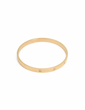 Waterproof Gold Plated Stainless Steel Triangular Cubic Zirconia Flat Bangle Customer Favorite