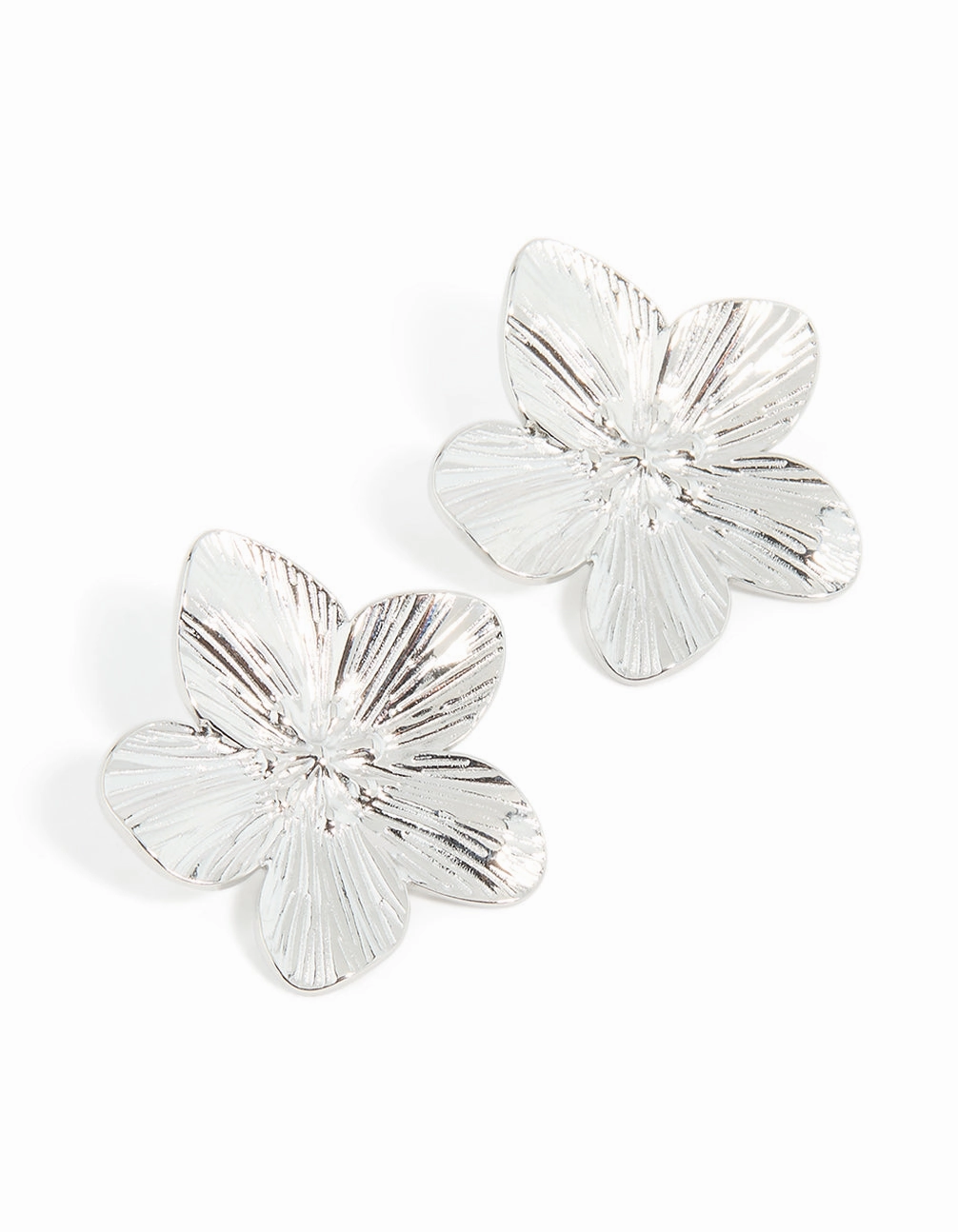 Waterproof Stainless Steel Textured Flower Stud Earrings Versatile Accessory