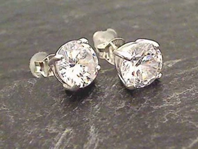 Evening Collection Lustrous Sparkle White CZ, Sterling Silver 7x7mm Stud Earrings