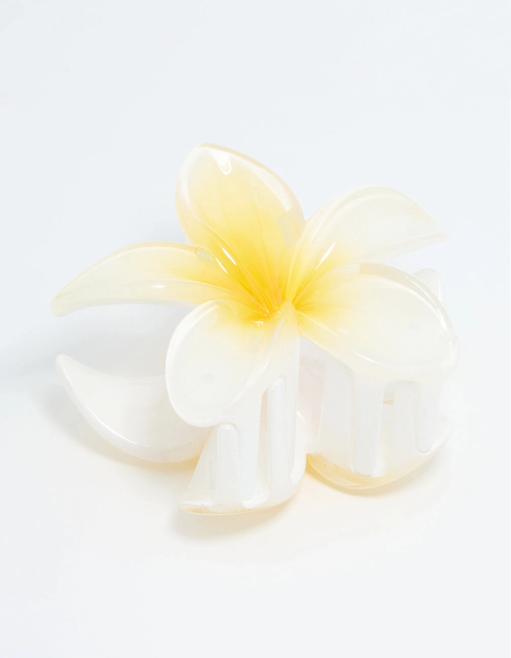Flawless Detail White Frangipani Flower Hair Claw Clip