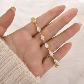 12Ct Pear Cut Simulated Diamond Sterling Silver Bracelet for Women Finest Selection Brand Power