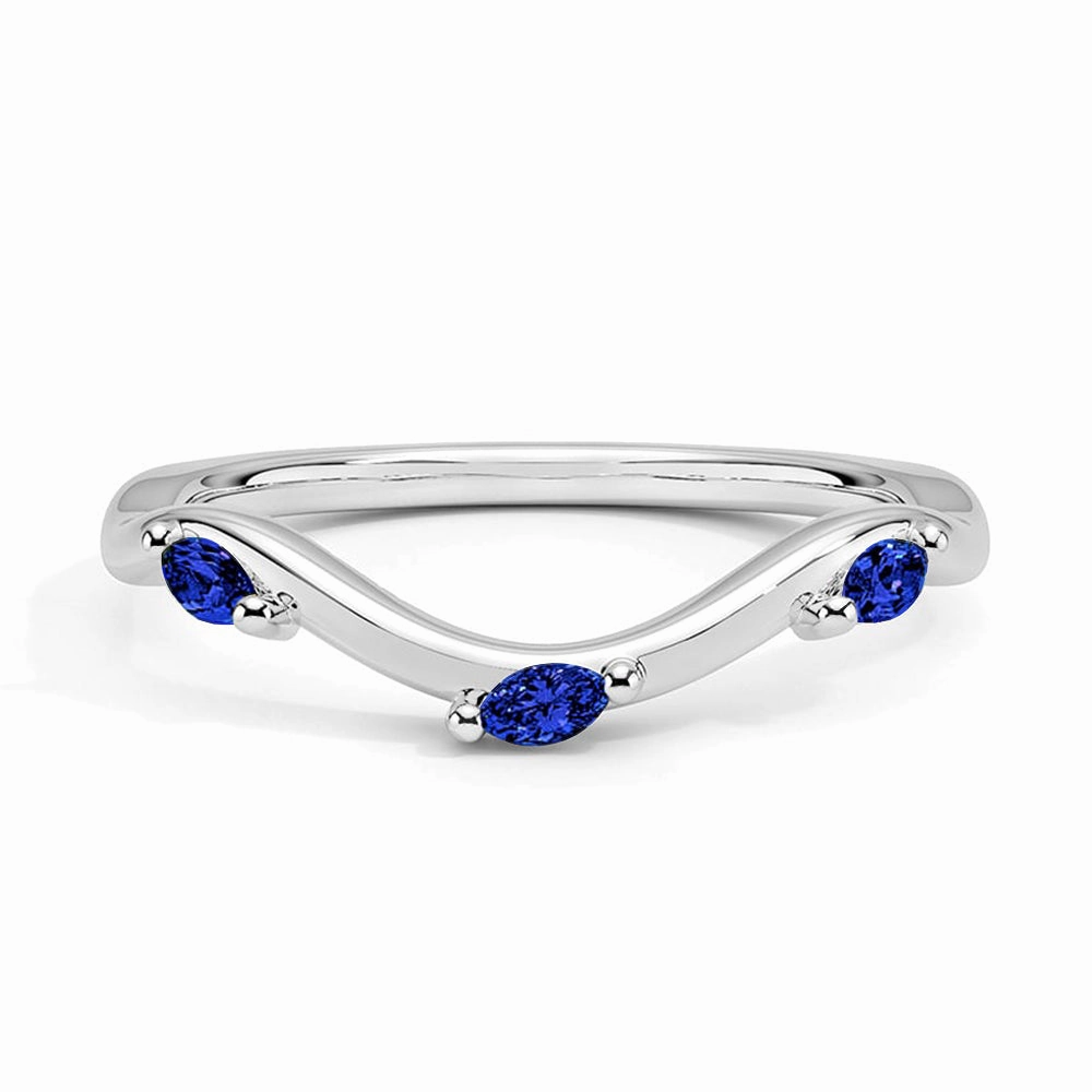 Willow Curved Lab Grown Sapphire Band Dressy look