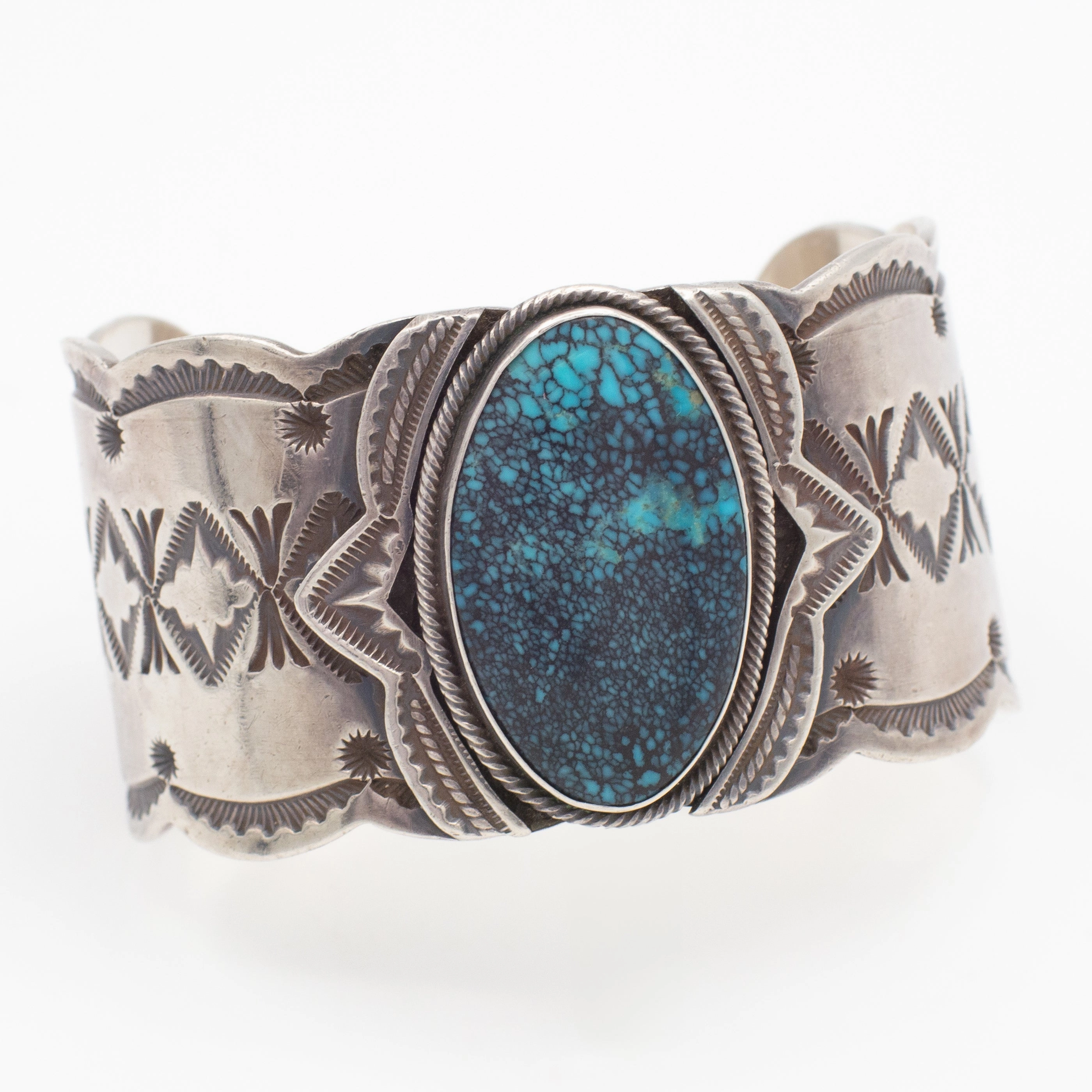 Wilson Begay Navajo Handmade Sterling Silver Natural Turquoise Cuff Bracelet Timeless Detailing