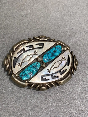 Wilson Begay Navajo Natural Turquoise Sterling Silver Buckle Handcrafted Jewelry