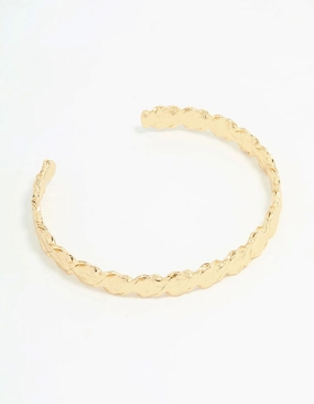 Real Charm Heavenly Piece Gold Plated Molten Wrist Cuff